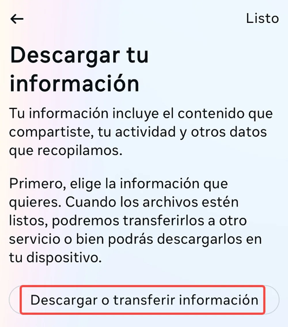 Descargar tu informacion