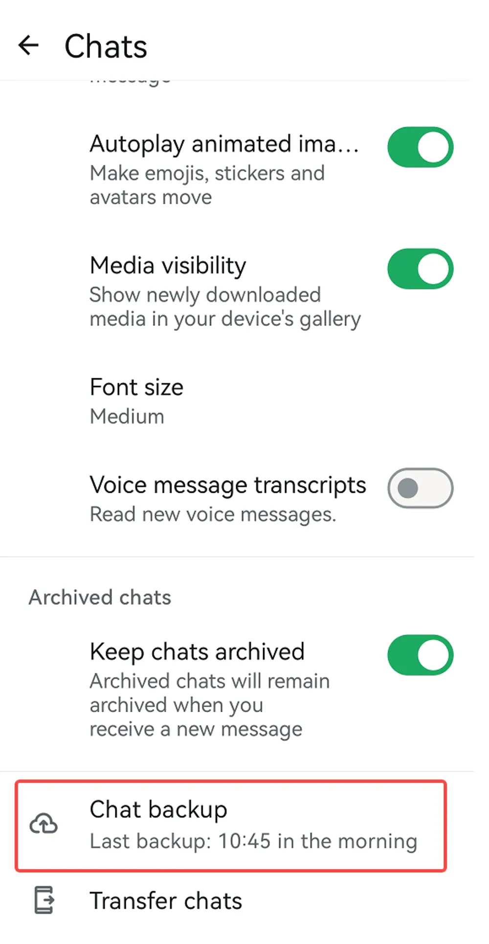 Pantalla de copia de seguridad de WhatsApp,