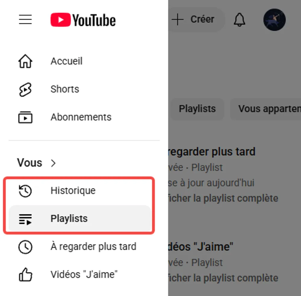 Vérifier votre historique de visionnage et playlists YouTube youtube-playlists.webp