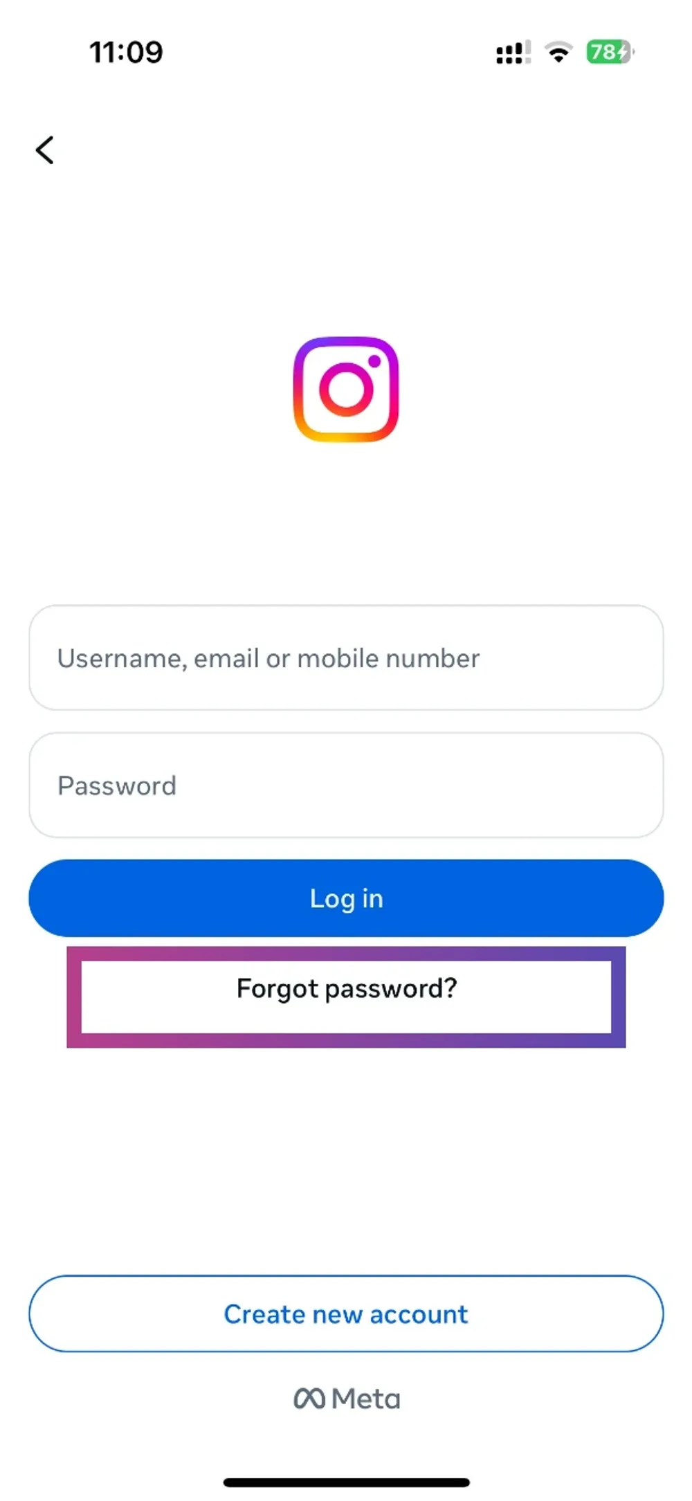 Reset Password without Login on Instagram