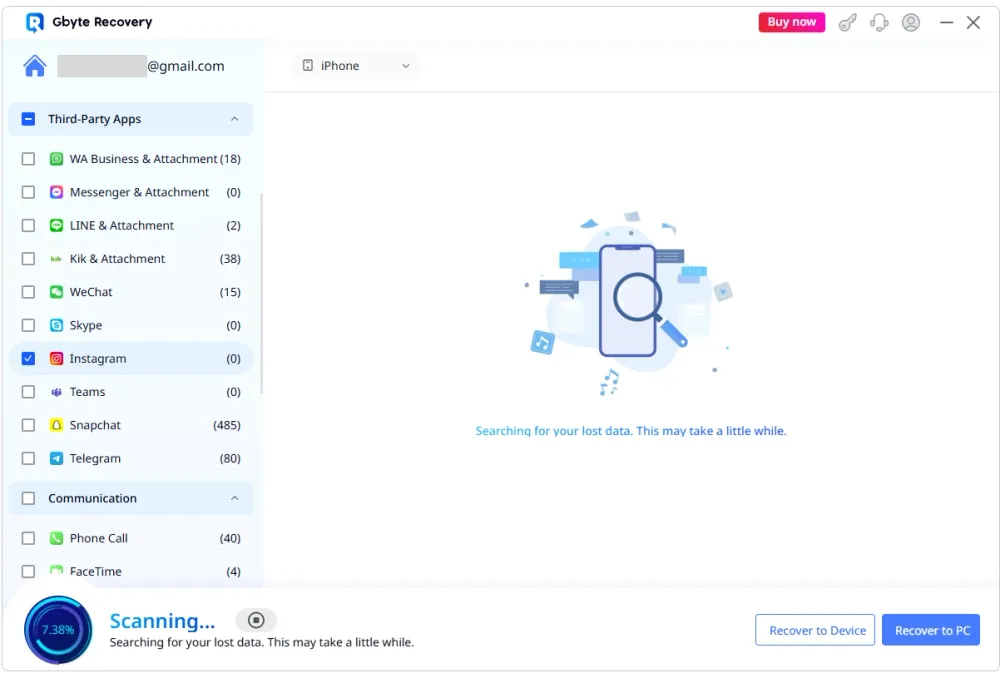 Scanning Process on Gbyte Recovery