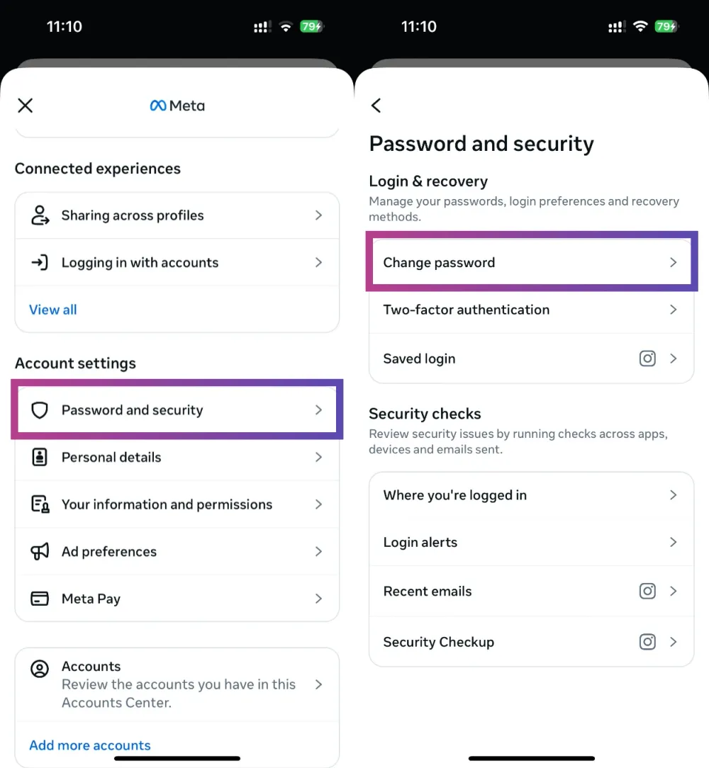 Steps to Find Password Settings on Instagram