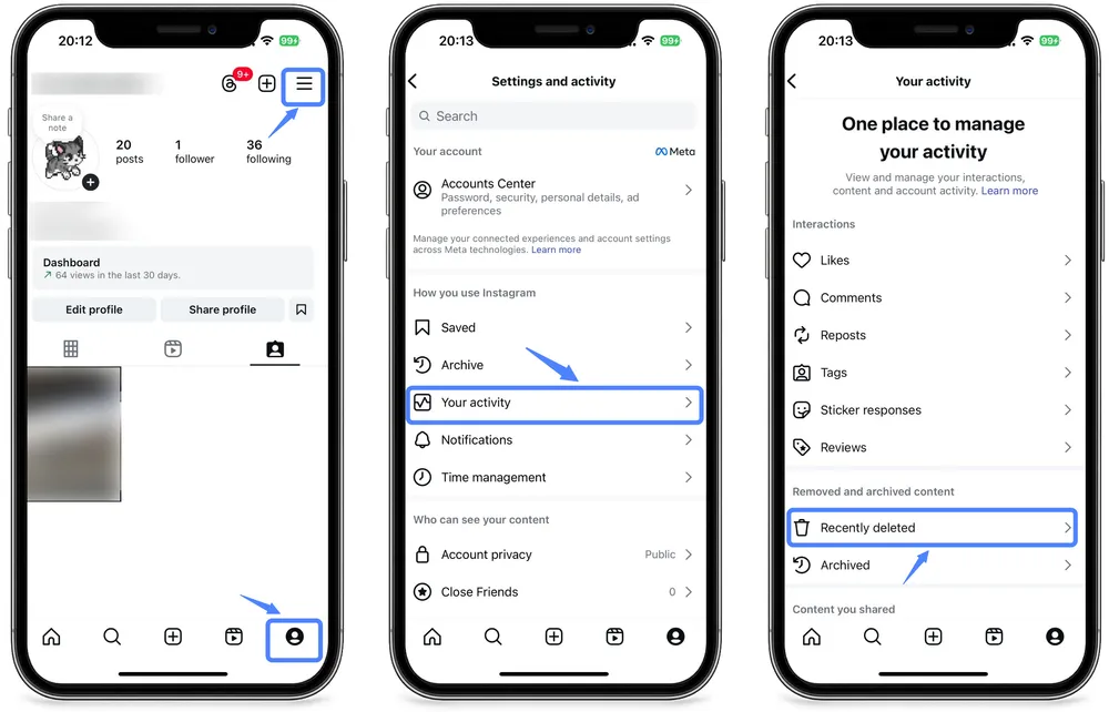 Steps to Find Instagram Recently Deleted