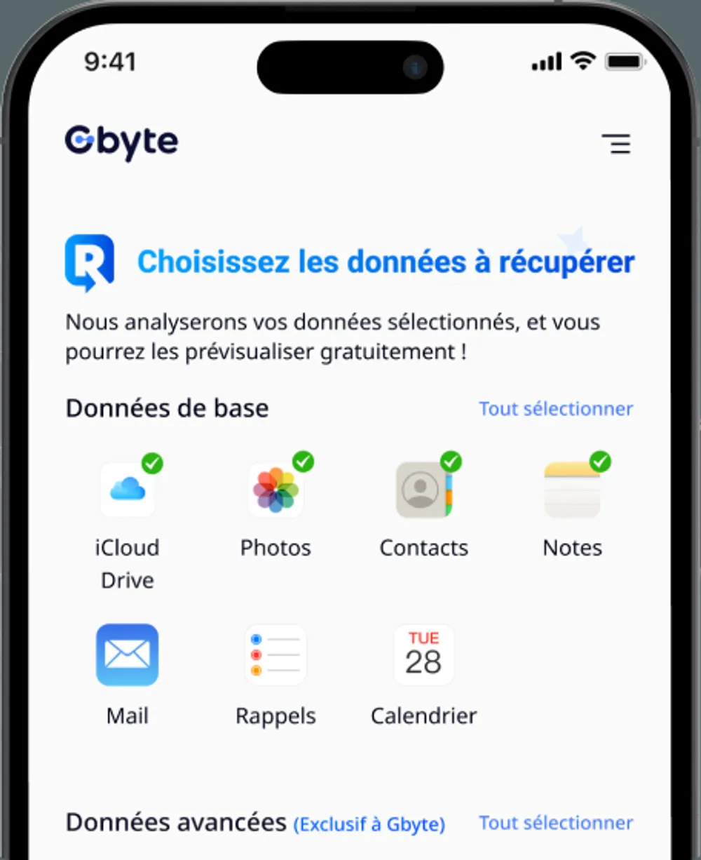 sélectionnez le type de données Photos choisissez-donnees-a-recuperer.webp