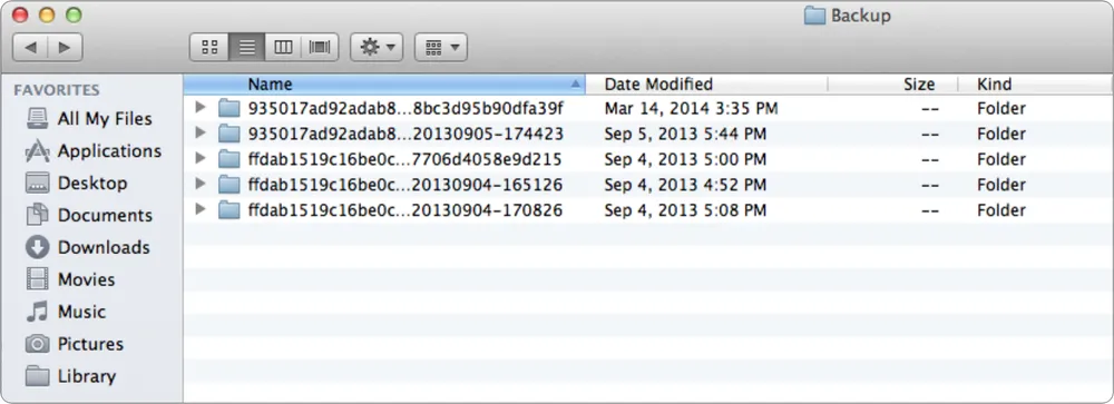 iPhone backup files on Mac