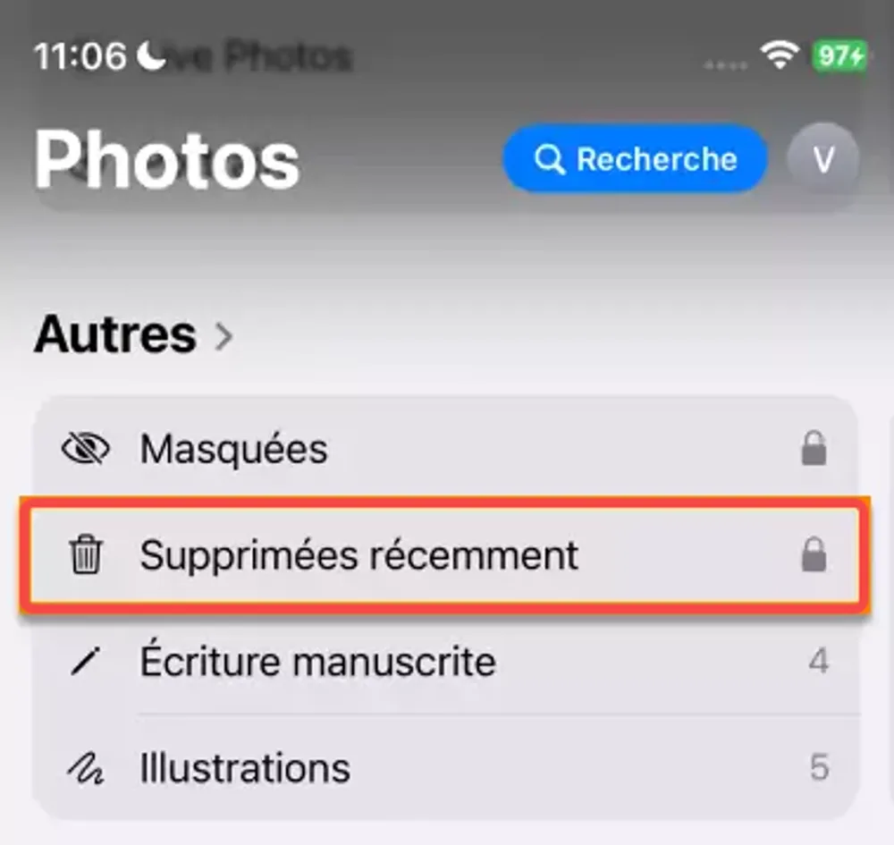 album Supprimés récemment photos-supprimees-recemment.webp