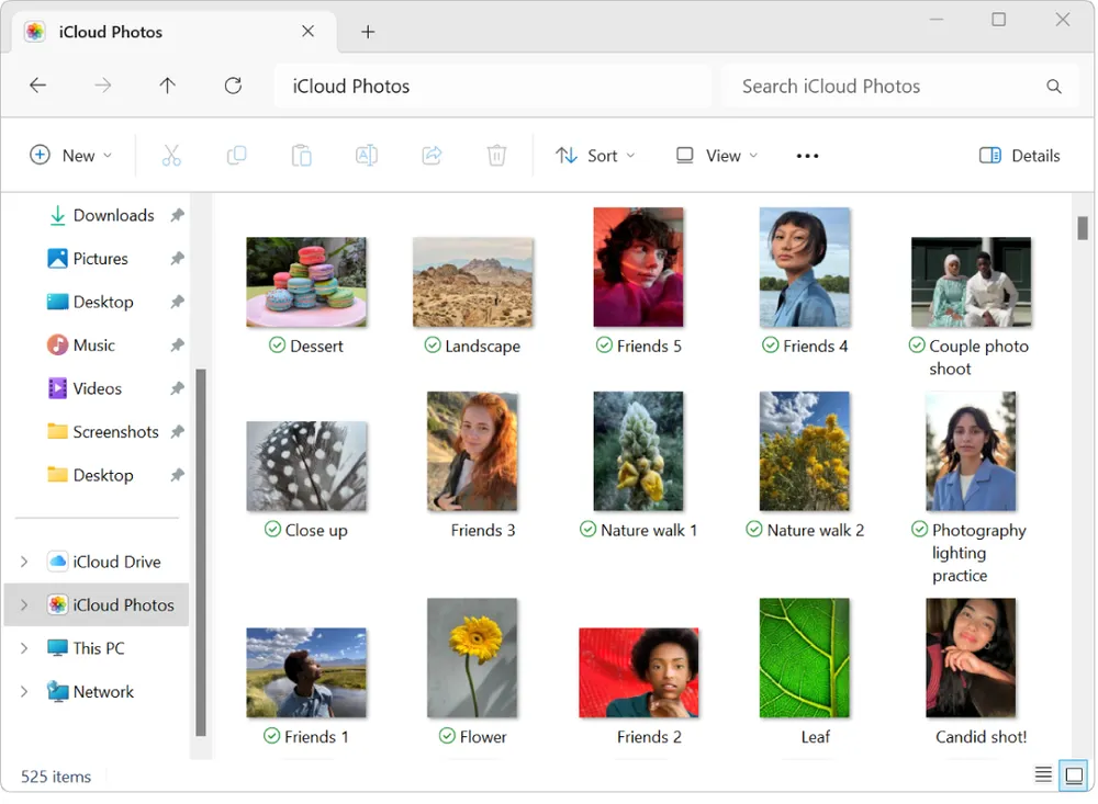 iCloud Photos folder in Windows' File Explorer