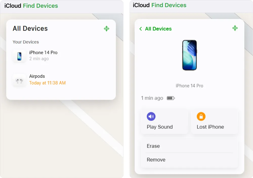 Find My feature on iCloud.com