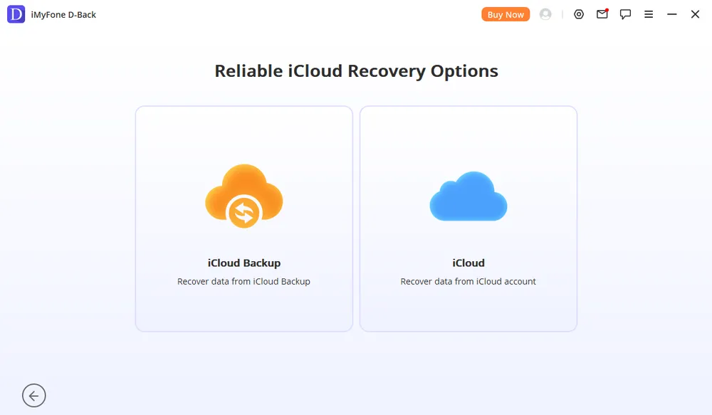 iMyFone D-Back iCloud Recovery Options