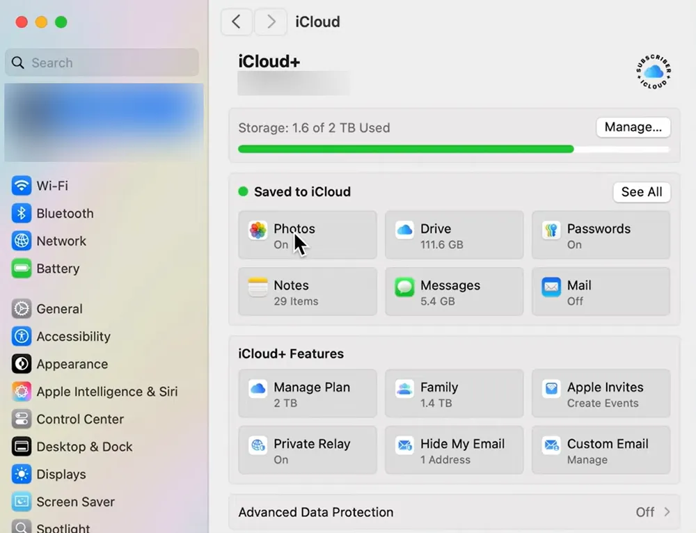 iCloud Photis setting on Mac