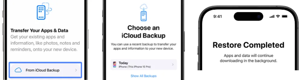 Steps to restore from iCloud Backup