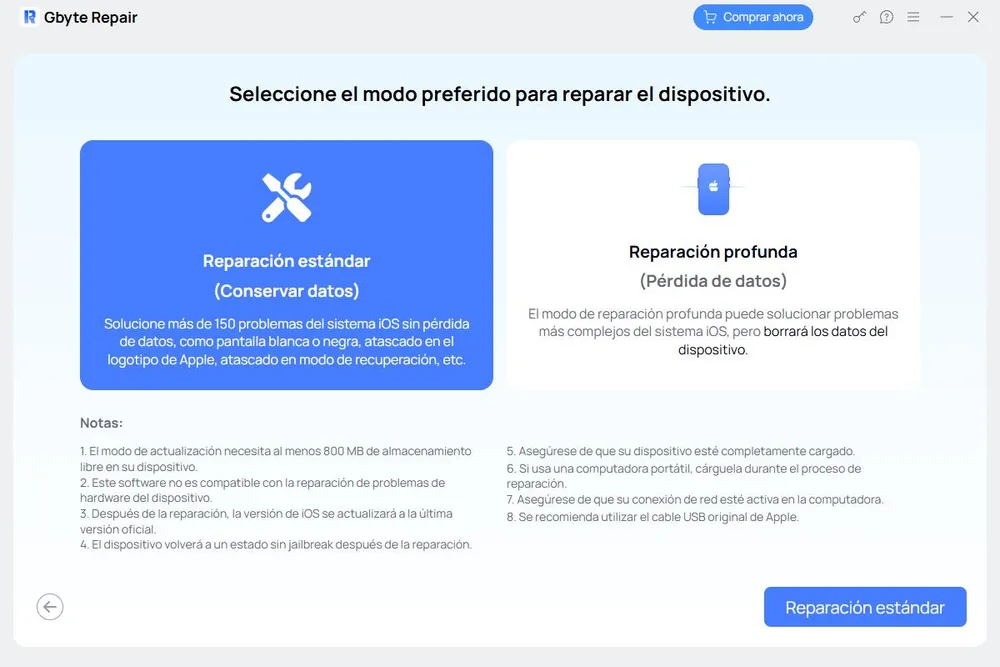 Seleccionar el modo de reparación seleccionar-modo-reparacion.webp