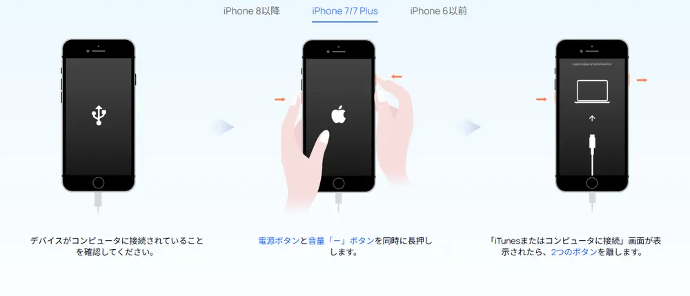 iPhone7のリカバリーモード起動方法 iPhone7-and-plus-entering-recovery-mode-ja.webp