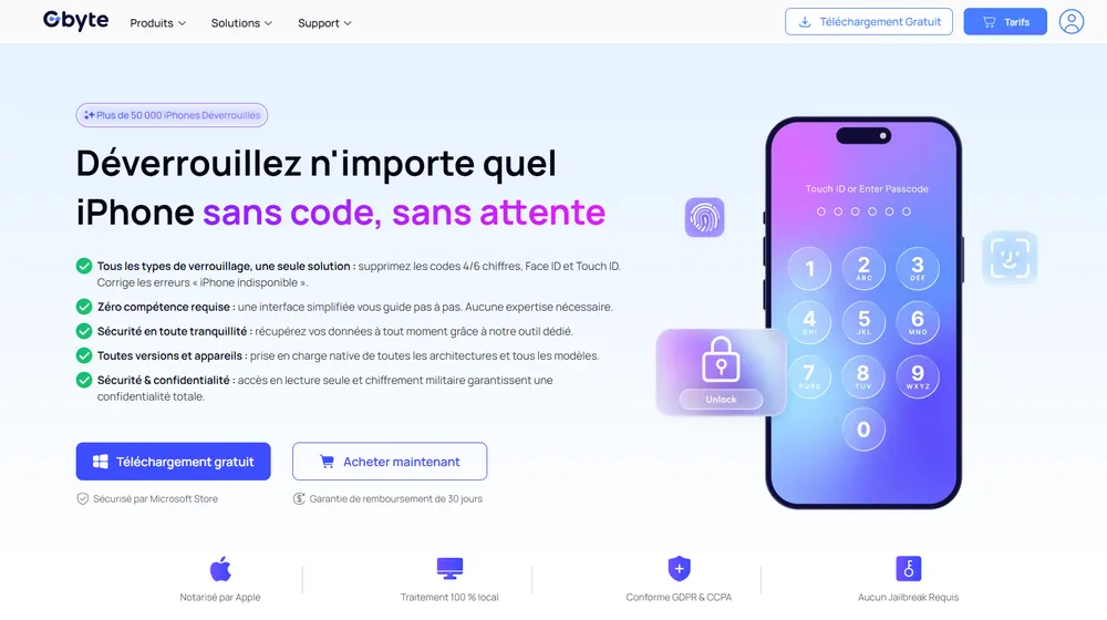 Logiciel de récupération iOS — Gbyte Unlock gbyte-unlock.webp