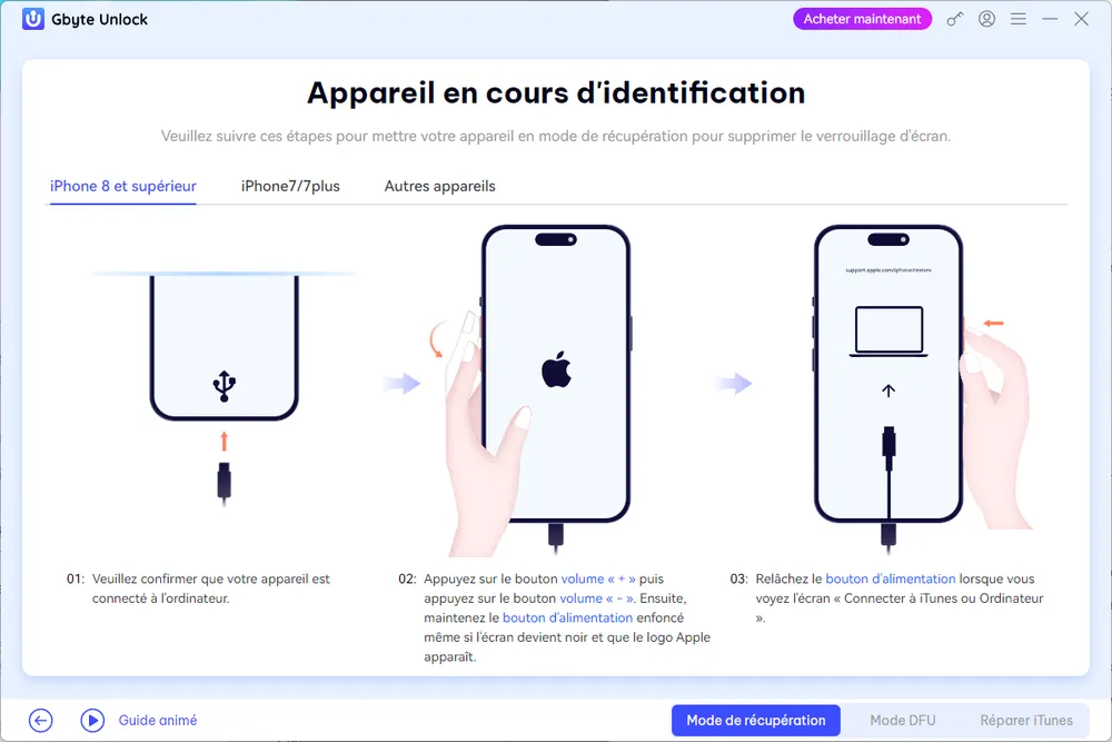 Guide de Recovery Mode de iPhone 8 et supérieur guide-de-mode-de-recuperation-de-iphone-8-et-superieur.webp
